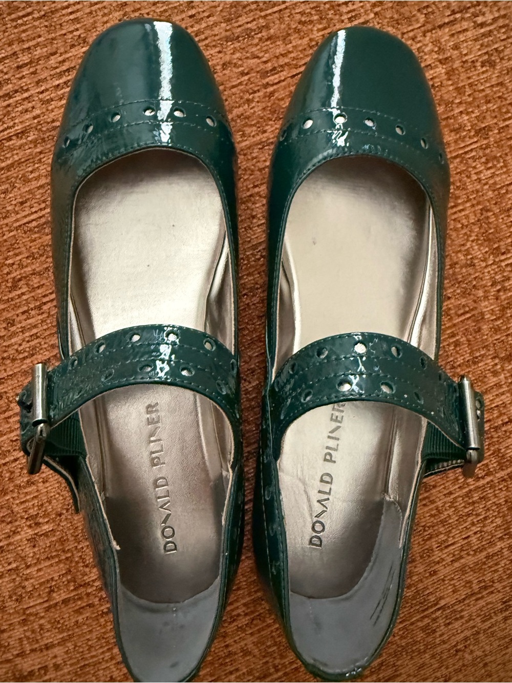 Donald J. Pliner Teal Patent Mary Jane Flats with Studded Strap - Picture 4 of 5